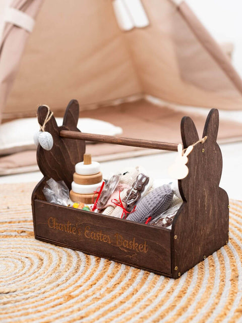 wooden Easter bunny basket personallized