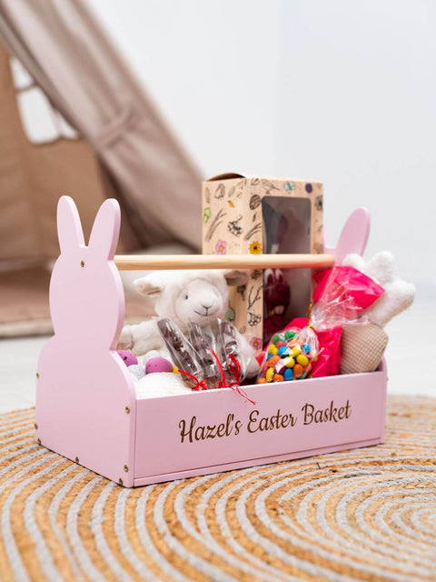 personalized Easter basket girl made from wood