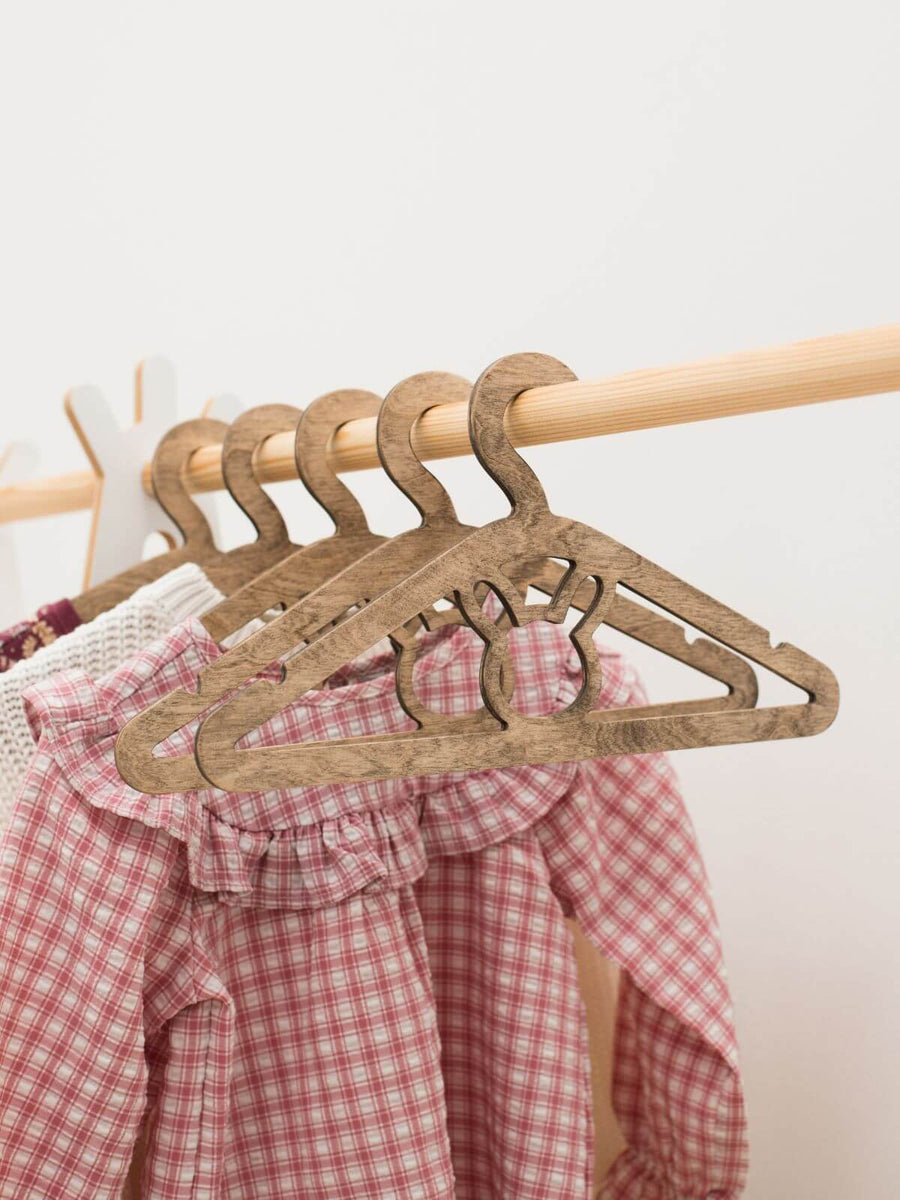 High-Grade Children's Wooden Hangers (10 Pack) Durable Baby Wooden Hangers  for Nursery - Cute & Charming Design Kids Clothes Hangers with Notches