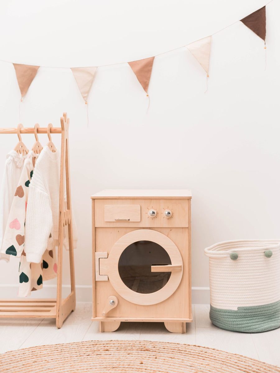 Natural Wooden Toy Washing Machine • Child Universe