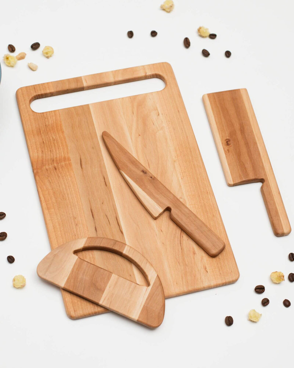 Safe Wooden Knife and Cutting Board Set for Kids - JUstenbois