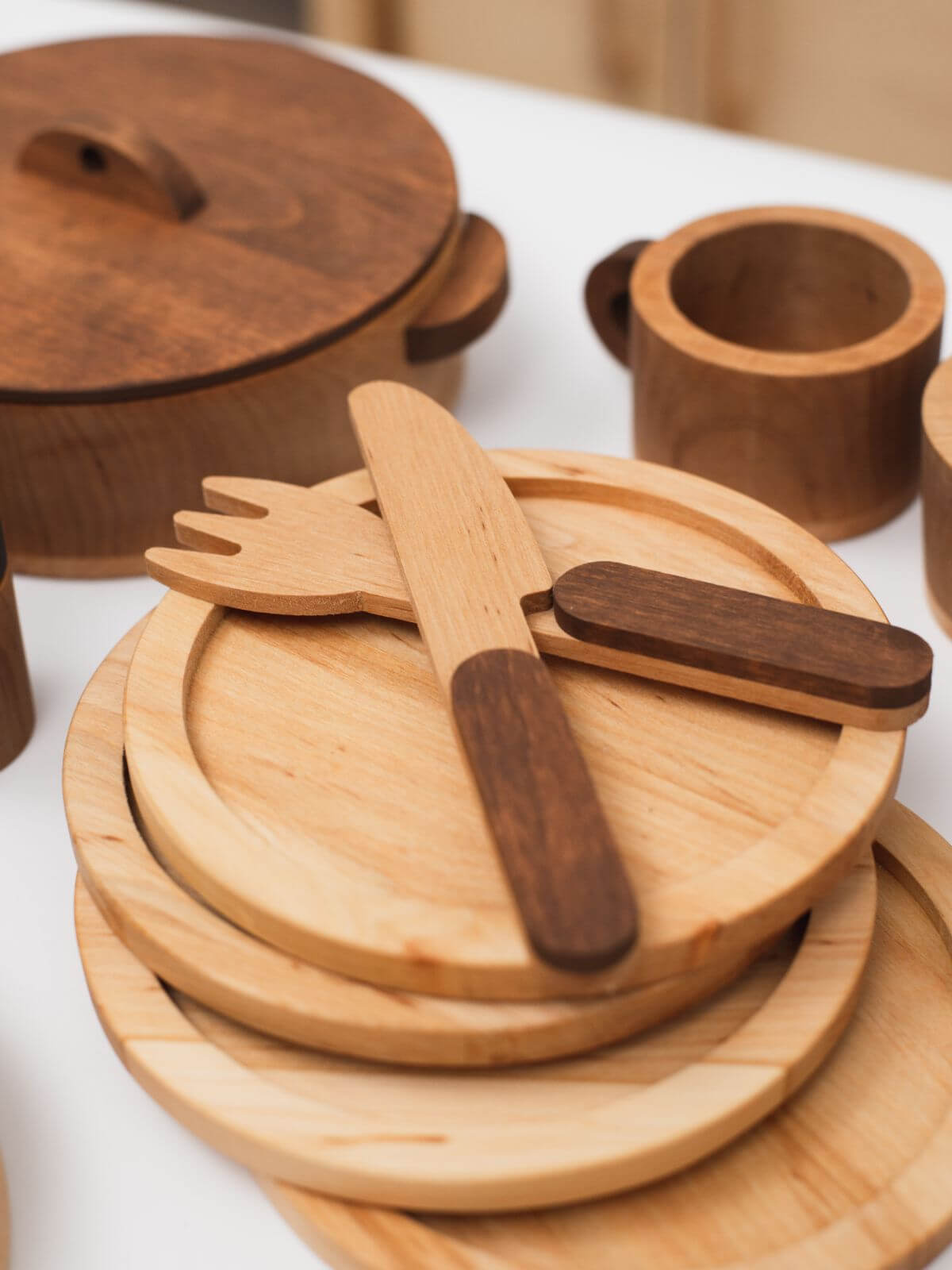 Wooden best sale play dishes