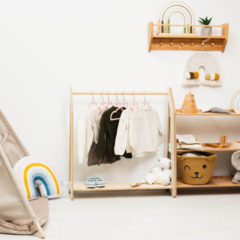 kids wooden clothes rack