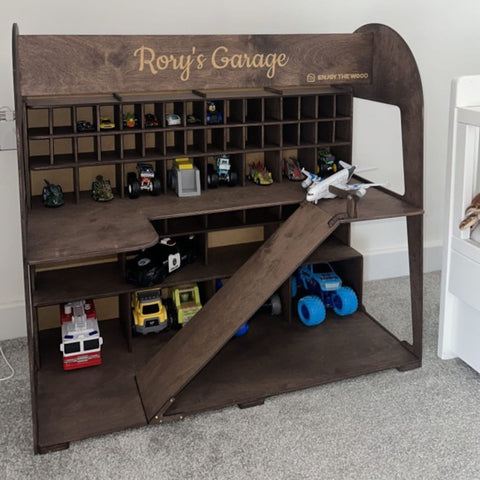 wooden toy garage storage