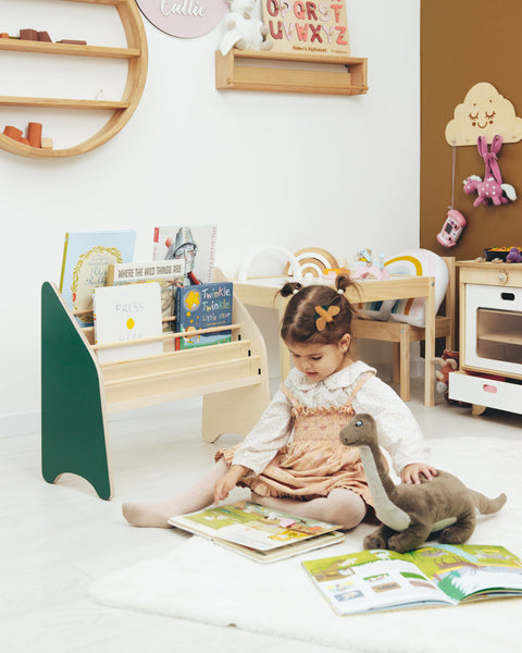 bookshelf on natural wood