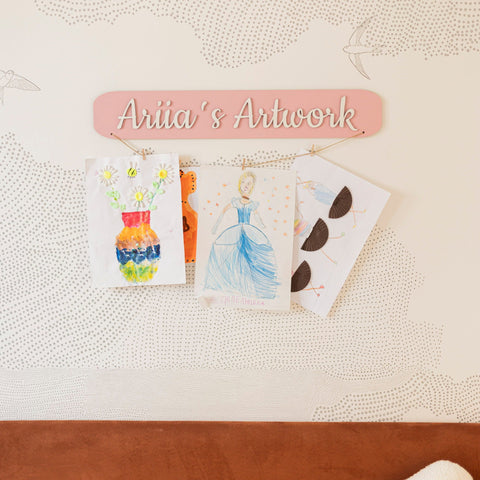 Kids Art Display Wall - Pink by Enjoy The Wood 