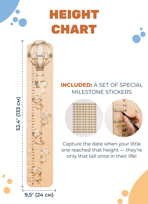 Kids Growth Chart - Teddy Bear