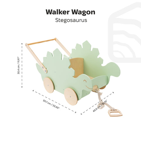 Wooden Toy Wagon - Stegosaurus