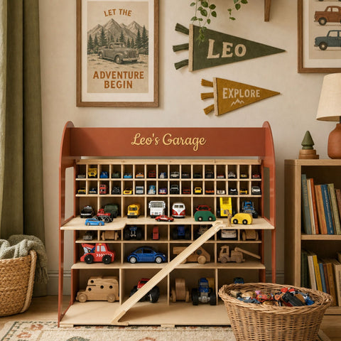 wooden toy car storage