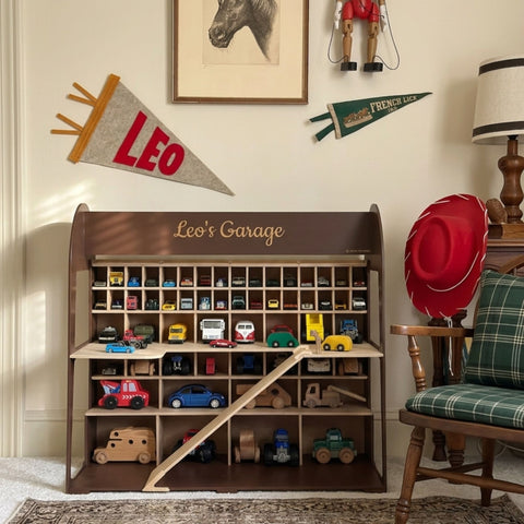 wooden toy car storage