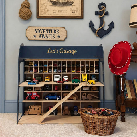 wooden toy garage storage
