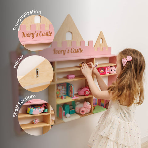 Kids Wooden Toy Organizer - Castle