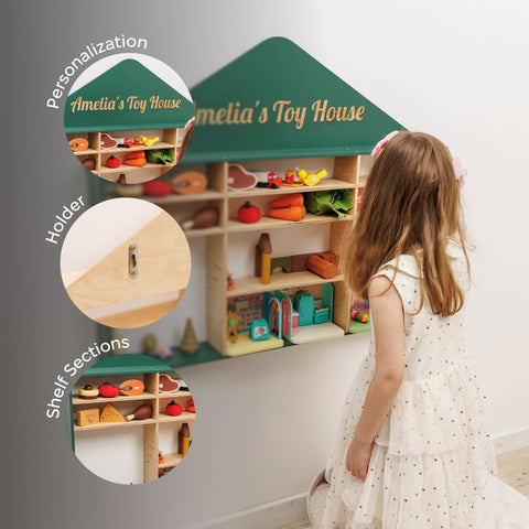 Kids Wooden Toy Organizer - House