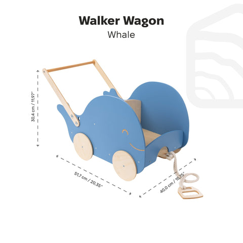 Wooden Toy Wagon - Whale