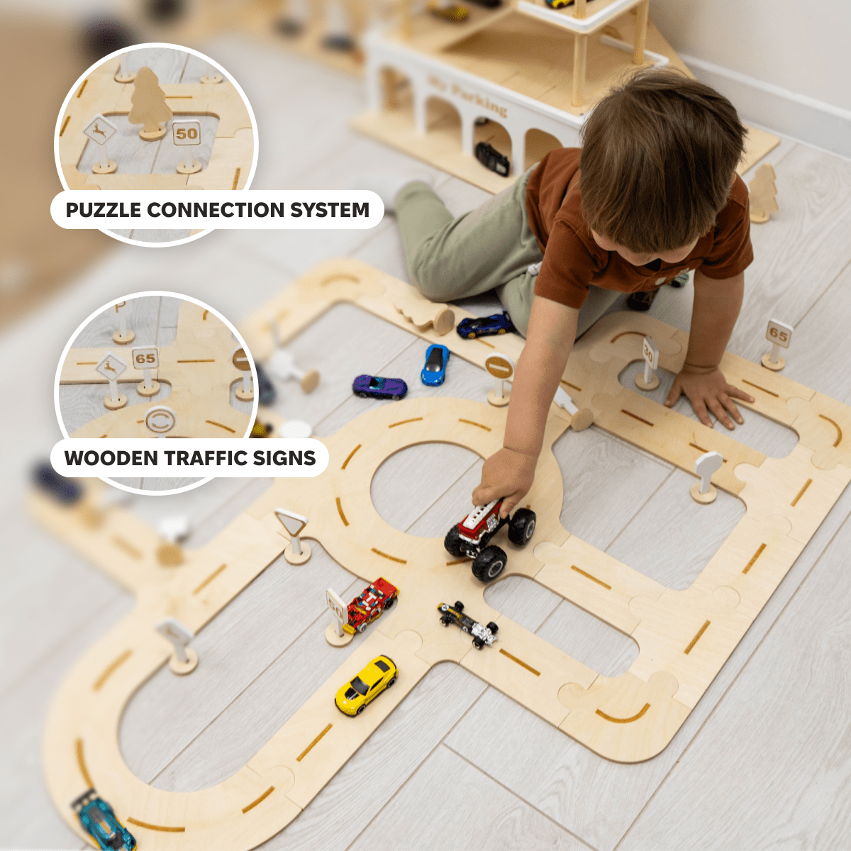 Wooden Car Track Toy – Pretend Play for Kids | Enjoy The Wood