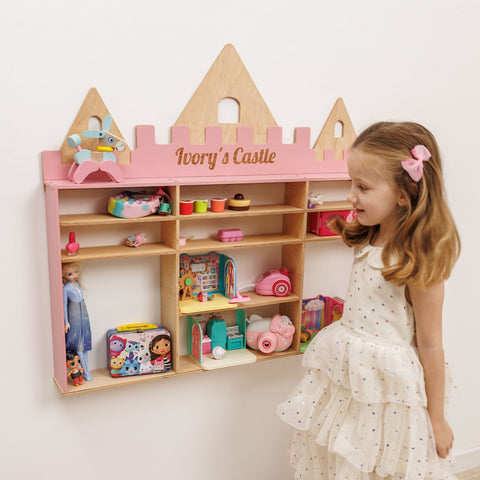 Kids Wooden Toy Organizer - Castle