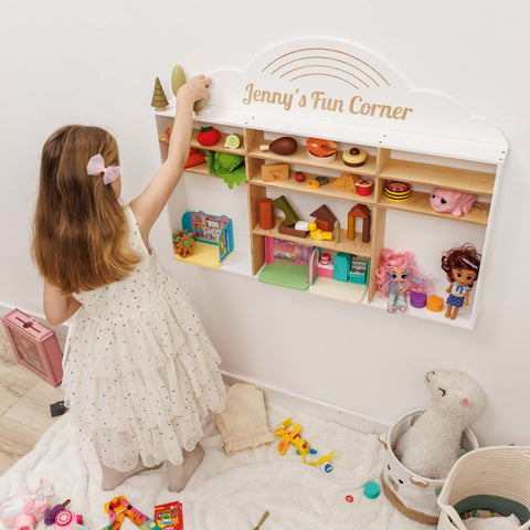 Kids Wooden Toy Organizer - Rainbow