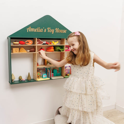 Kids Wooden Toy Organizer - House