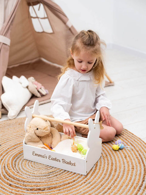 easter basket with bunny ears white color