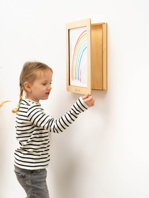 artwork display frame from wood without glass safe for kids