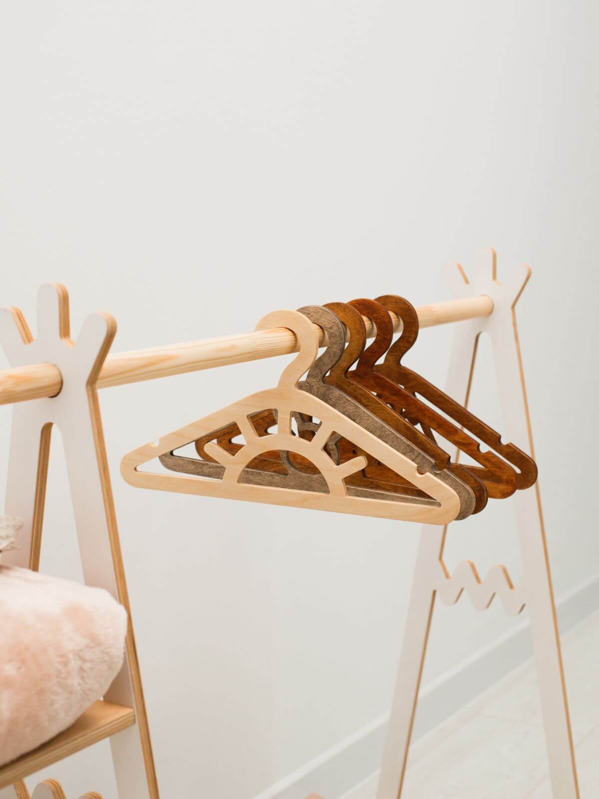 Pack of 5 Wooden Baby Hangers In Stock at ChildUniverse