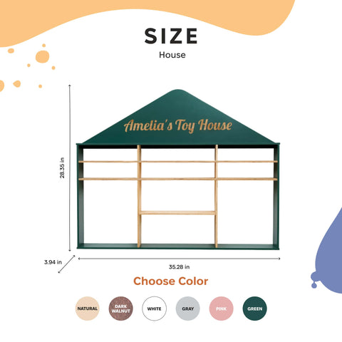 Kids Wooden Toy Organizer - House
