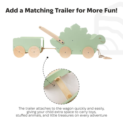 Wooden Toy Wagon - Stegosaurus