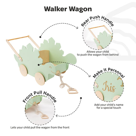 Wooden Toy Wagon - Stegosaurus