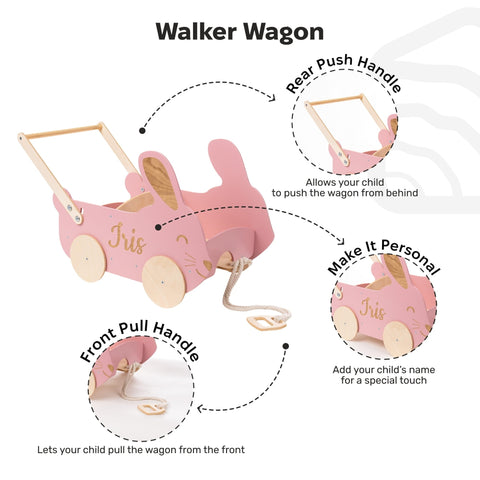 Wooden Toy Wagon - Bunny