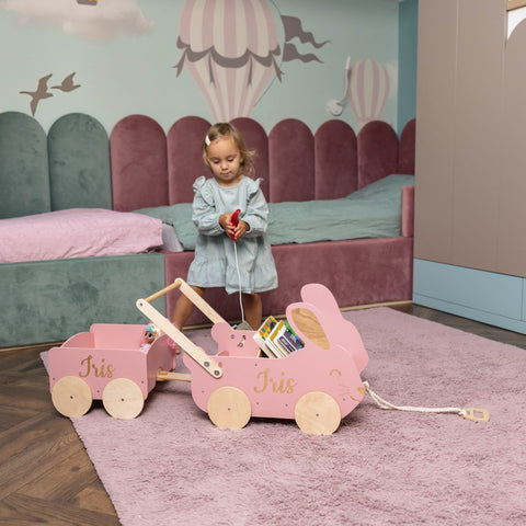 Wooden Toy Wagon - Bunny