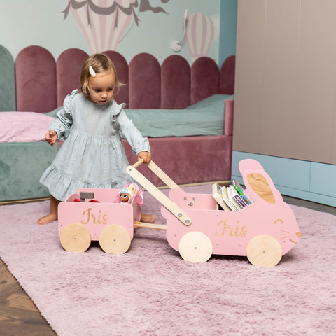 Wooden Toy Wagon - Bunny