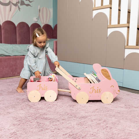 Wooden Toy Wagon - Bunny