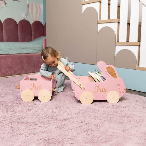 Wooden Toy Wagon - Bunny