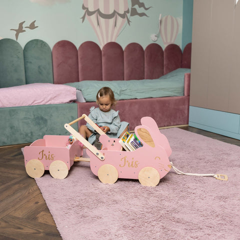 Wooden Toy Wagon - Bunny