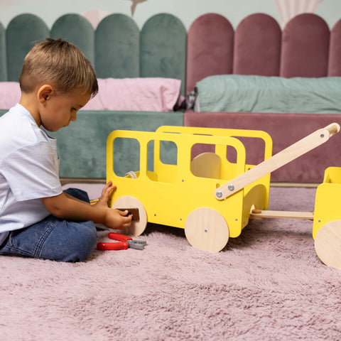 Wooden Toy Wagon - Bus
