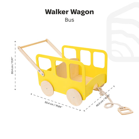 Wooden Toy Wagon - Bus