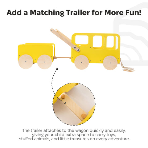 Wooden Toy Wagon - Bus