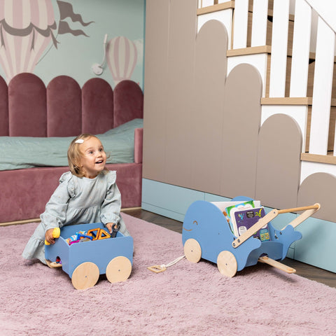 Wooden Toy Wagon - Whale