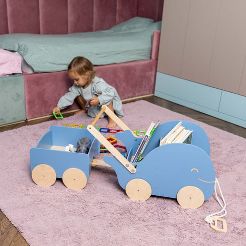 Wooden Toy Wagon - Whale