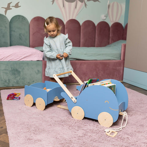 Wooden Toy Wagon - Whale