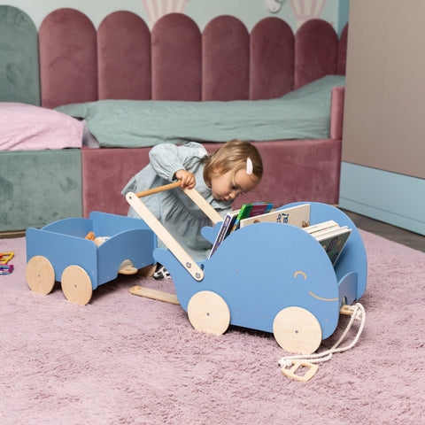 Wooden Toy Wagon - Whale