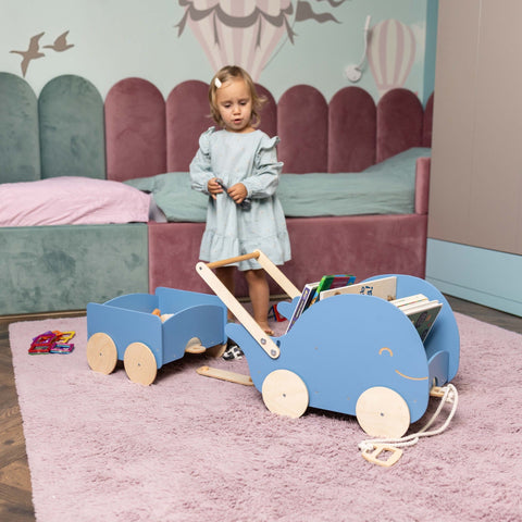 Wooden Toy Wagon - Whale