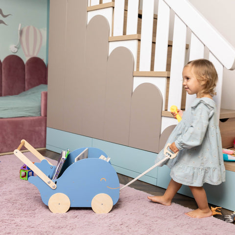 Wooden Toy Wagon - Whale