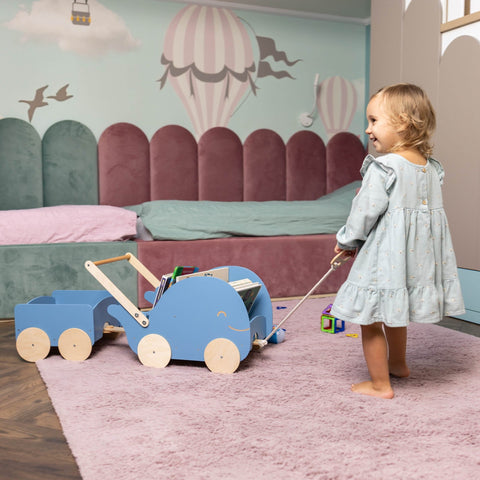 Wooden Toy Wagon - Whale
