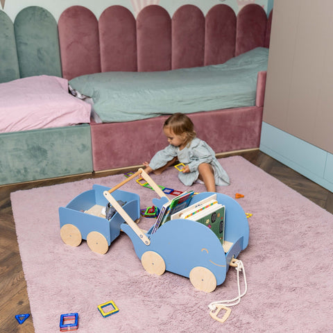 Wooden Toy Wagon - Whale