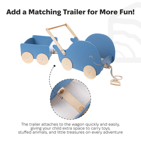 Wooden Toy Wagon - Whale
