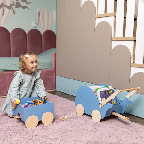 Wooden Toy Wagon - Whale