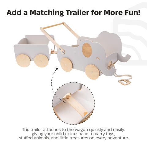 Wooden Toy Wagon - Elephant