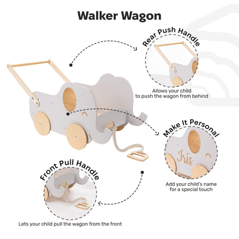 Wooden Toy Wagon - Elephant