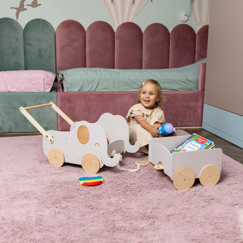 Wooden Toy Wagon - Elephant